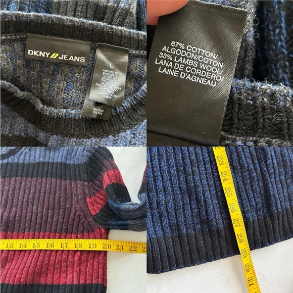 2000s Vintage DKNY Striped Wool Blend Sweater. - Picture 9 of 9